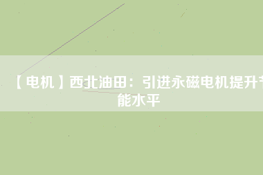 【電機】西北油田：引進永磁電機提升節(jié)能水平
          