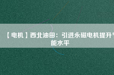 【電機】西北油田：引進永磁電機提升節(jié)能水平
          