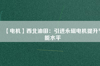 【電機】西北油田：引進永磁電機提升節(jié)能水平
          