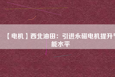 【電機】西北油田：引進永磁電機提升節(jié)能水平
          