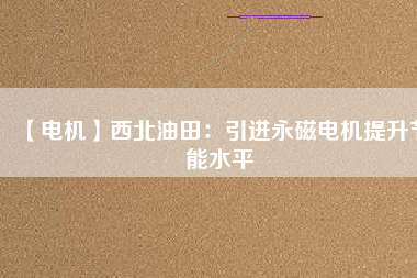 【電機】西北油田：引進永磁電機提升節(jié)能水平
          