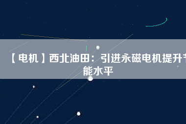 【電機】西北油田：引進永磁電機提升節(jié)能水平
          